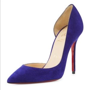 Iriza Half-d'Orsay 100mm Red Sole Pump, Purple